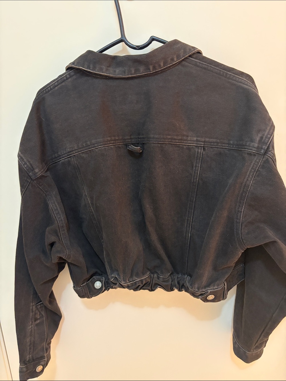 Calvin Klein Black Cropped Denim Jacket - Women's Jean Jacket - Picture 4 of 4